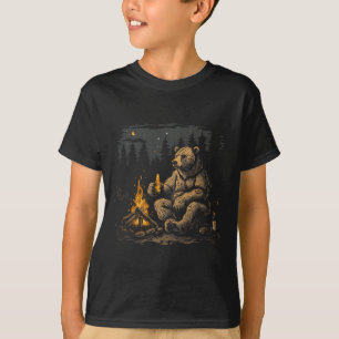 T-shirt Ours Grizzly de camping buvant de la bière Randonn