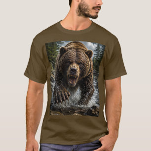 T-shirt Ours Grizzly Rugissant – 3D Hyper-Réaliste