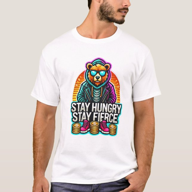 T-shirt Ours Hustle - Restez faim, Restez ferme (Devant)