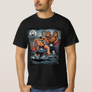 T-SHIRT OURS JOUANT AU BASKETBALL