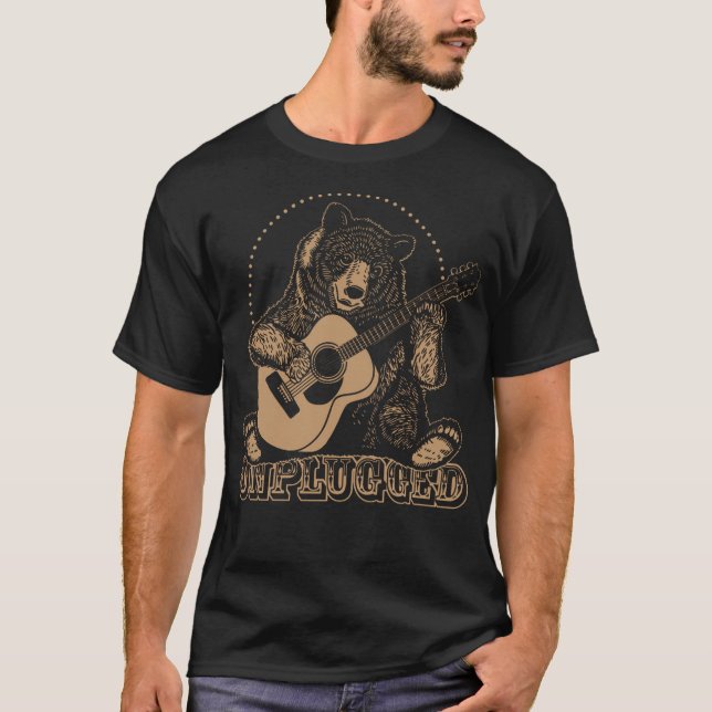 T-shirt Ours jouant de la guitare acoustique (Devant)