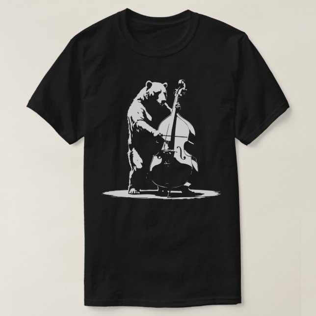 T-shirt ours jouant la contrebasse (Design devant)