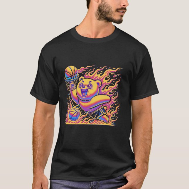 T-shirt Ours jouer basket-ball Ours joueur Sports Activité (Devant)