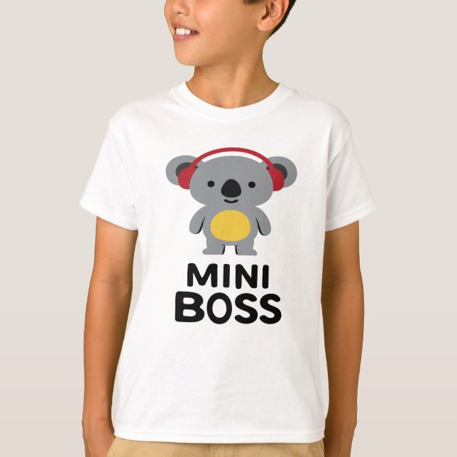 T-shirt Ours Koala gris avec casque - Mini Boss (Devant)