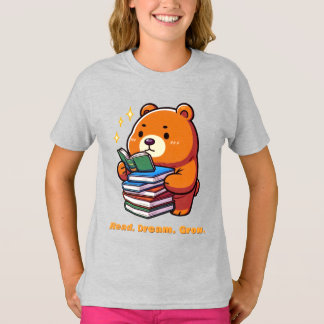 T-shirt Ours lisant mignon avec des livres Kawaii