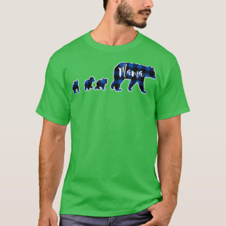 T-shirt Ours Mama avec trois 3 Cubes Che de Buffle Bleu No