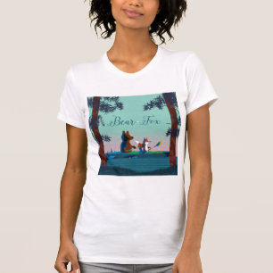 T-shirt Ours mignon et Fox kayaking sur une rivière