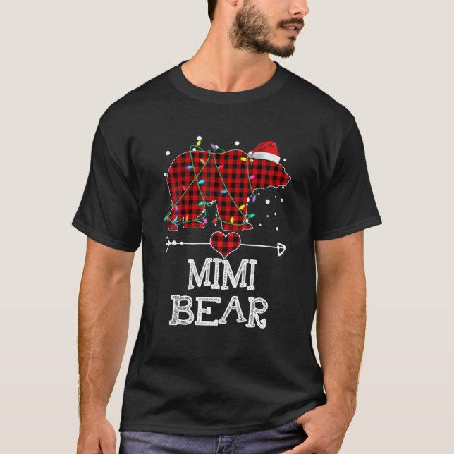 T-shirt Ours Mimi, Pajama Ours Mimi, Buffle Rouge Plaid Ou (Devant)