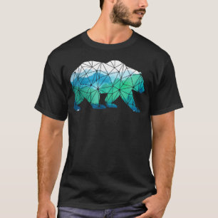 T-shirt Ours Montagnes Low Poly Grizzly Randonnée Camping