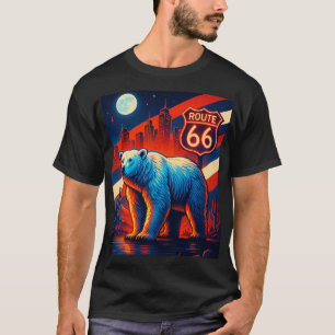 T-shirt Ours néon sur la route 66 – Graphique de voyage ré
