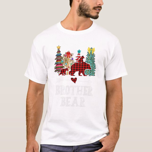 T-shirt Ours Noël Pyjama rouge Plaid (Devant)