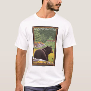 T-shirt Ours noir dans la forêt - le mont Rainier,
