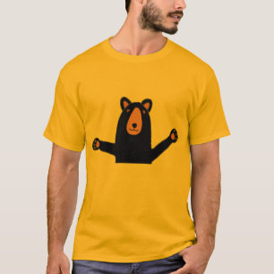 T-shirt Ours noir mignon drôle prêt à étreindre