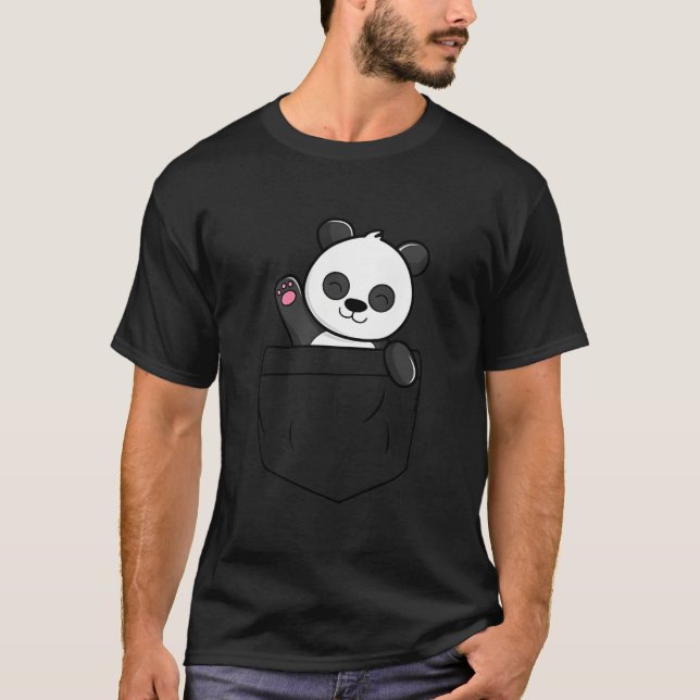 T-shirt Ours Panda Agitant Dans Une Poche Poche Ours Panda (Devant)