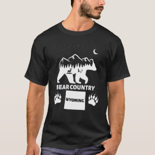 T-shirt Ours Pays Wyoming Grizzly Ours Avec Deer Mounta