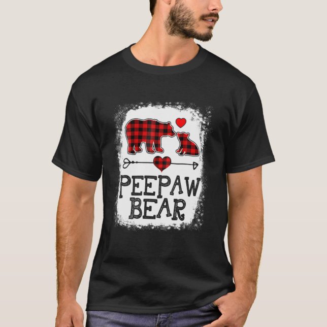 T-shirt Ours Peepaw Pyjama de Noël Rouge Plaid Buffalo Fam (Devant)