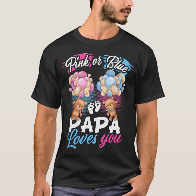 T-shirt Ours Pink Ou Blue Papa Vous Aime Sexe Révéler (Devant)