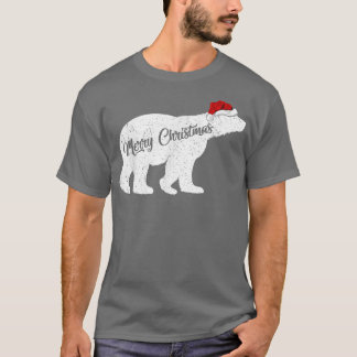 T-shirt Ours polaire Amoureux des animaux Xmas Santa Hat O