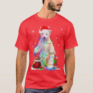 T-shirt Ours polaire amusant Lumières de Noël des arbres N