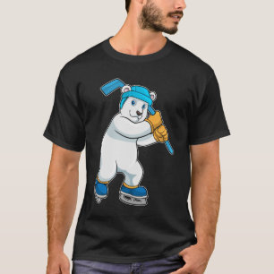 T-shirt Ours polaire au hockey sur glace avec bâton