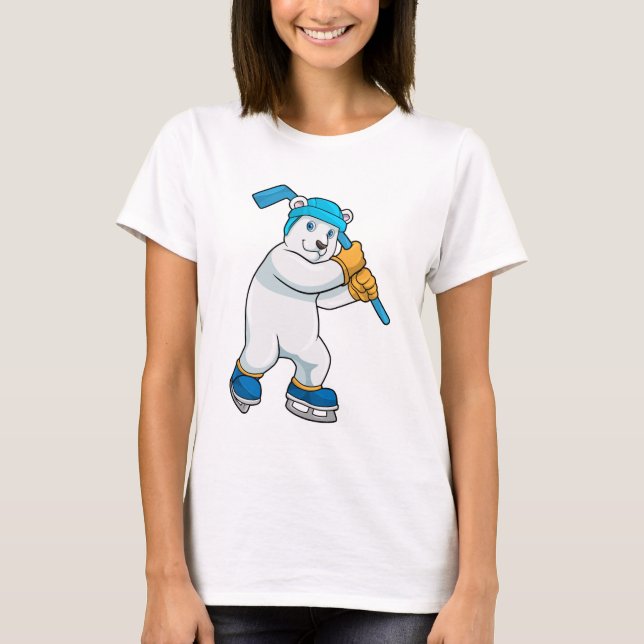 T-shirt Ours polaire au hockey sur glace avec bâton (Devant)