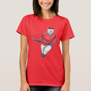 T-shirt Ours polaire Hockey sur glace Baguette de hockey s