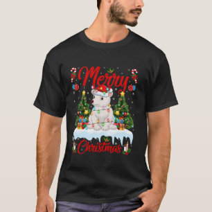 T-shirt Ours polaire Joyeux sapin de Noël Lumières Père No