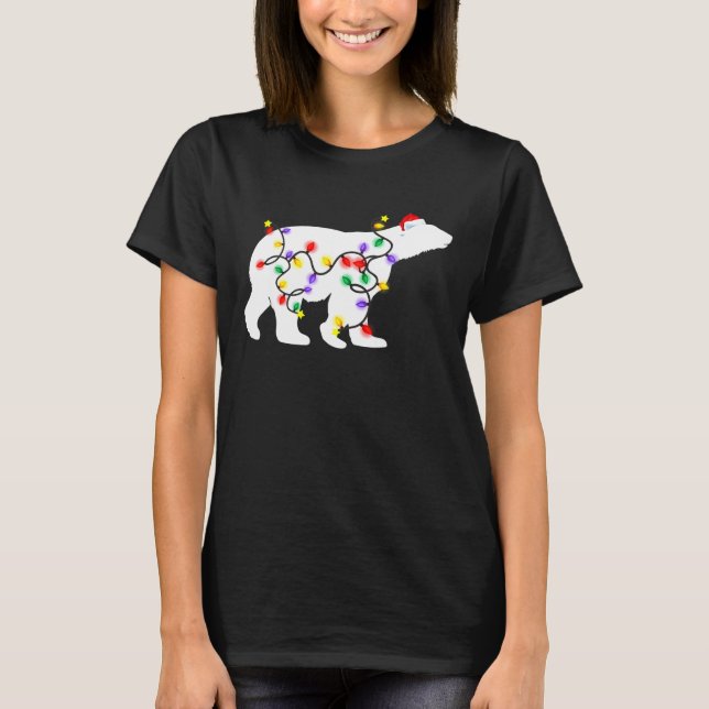 T-shirt Ours polaire Lumières de Noël Noël Noël Chapeau No (Devant)