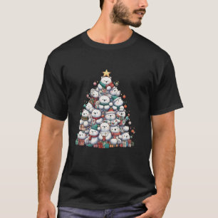 T-shirt Ours polaire mignon Arbre de Noël Femmes Hommes En
