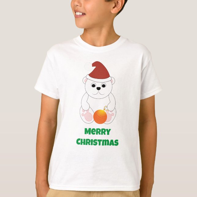 T-shirt Ours polaire Noël chapeau de Noël Personnaliser le (Devant)