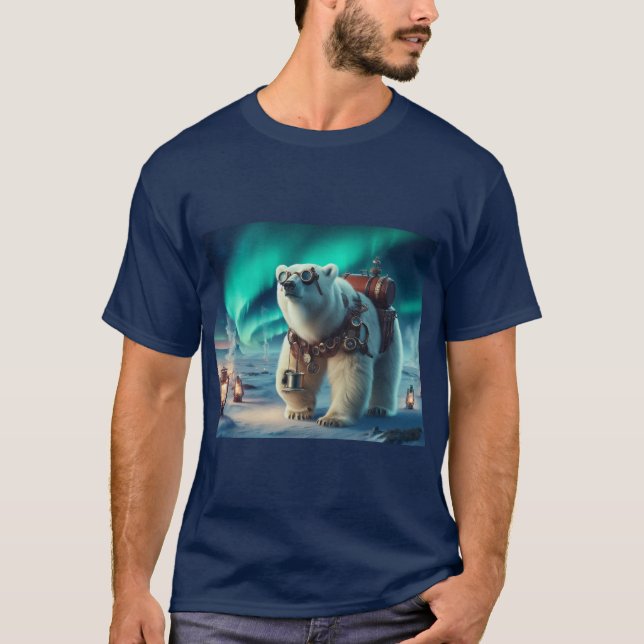 T-shirt Ours polaire vapeur et Aurora Art (Devant)