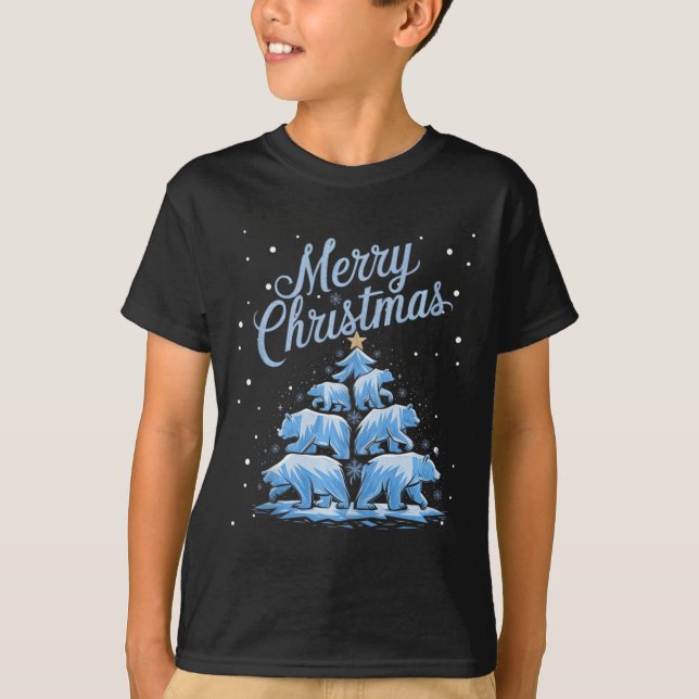 T-shirt Ours polaire Xmas Arbre Ours Noël Arbre de Noël Jo (Devant)