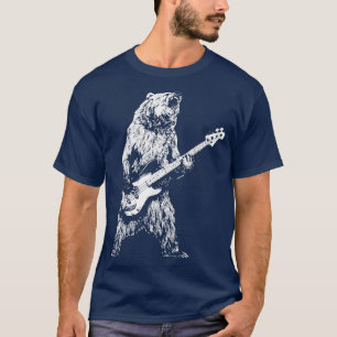 T-shirt Ours Rétro Jouer Basse Guitare Ours Guitariste Mus