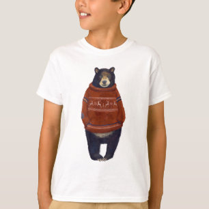 T-shirt Ours rouge de chandail de renne