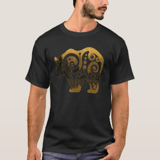 T-shirt Ours tribal surréaliste animal spirituel Beige