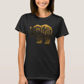 T-shirt Ours tribal surréaliste animal spirituel Beige