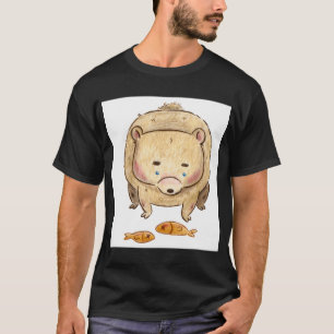T-shirt Ours triste avec illustration de poisson
