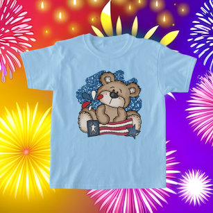 T-shirt ours unisex mignon des enfants patriotiques