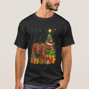 T-shirt Ours Xmas Arbre Éclairage Santa Chapeau Grizzly Ou