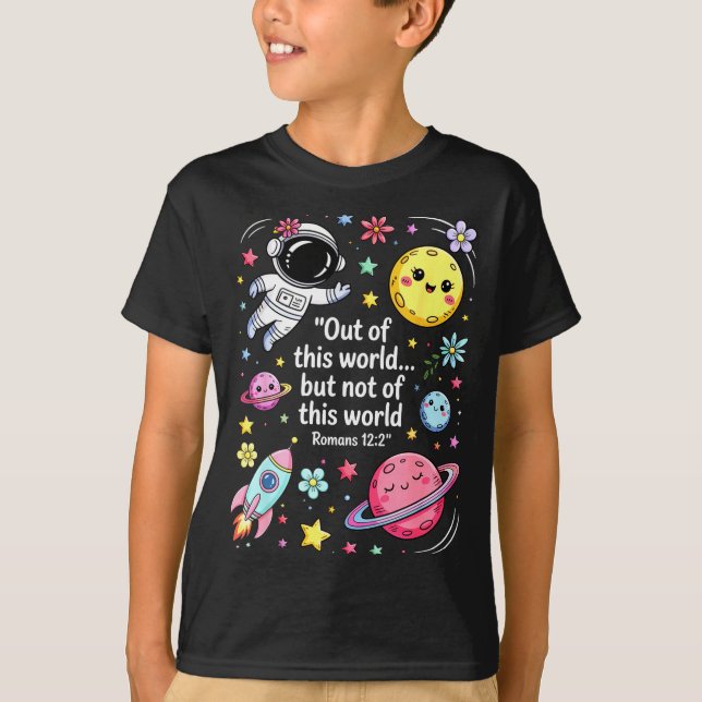 T-shirt Out Of This World Spaceship Planet Galaxy Christia (Devant)