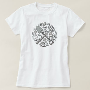 T-shirt Outil de jardin Whimsical Folk-Art   T-Shir BLANC 