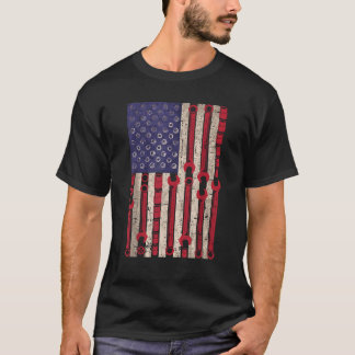 T-shirt Outils de clé à drapeau américain 4 juillet Mécani