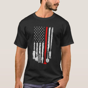 T-shirt Outils et équipement de pompier Drapeau américain 
