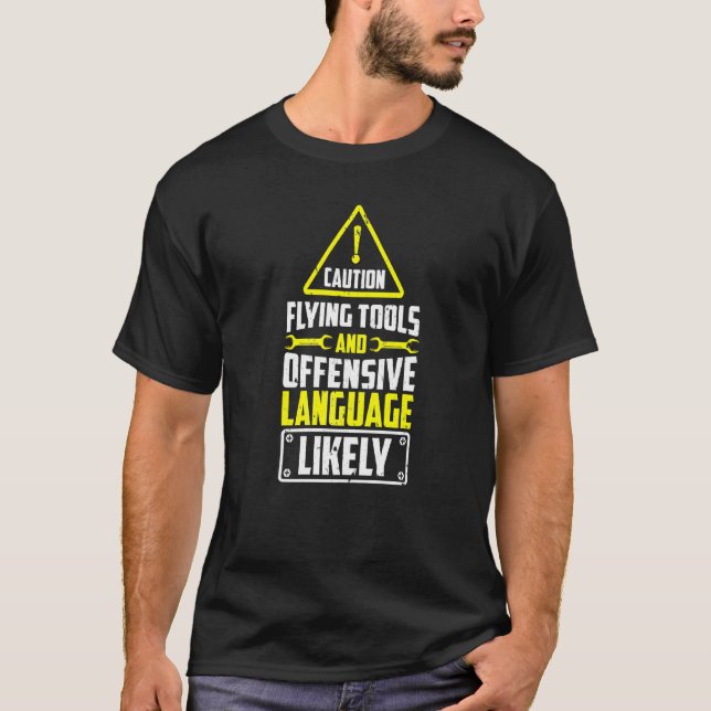 T-shirt Outils et langue de vol de prudence d'aéronef dies (Devant)