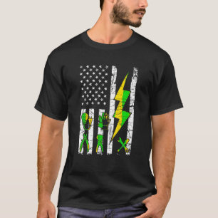 T-shirt Outils USA Drapeau Electricien Patriotique Lineman