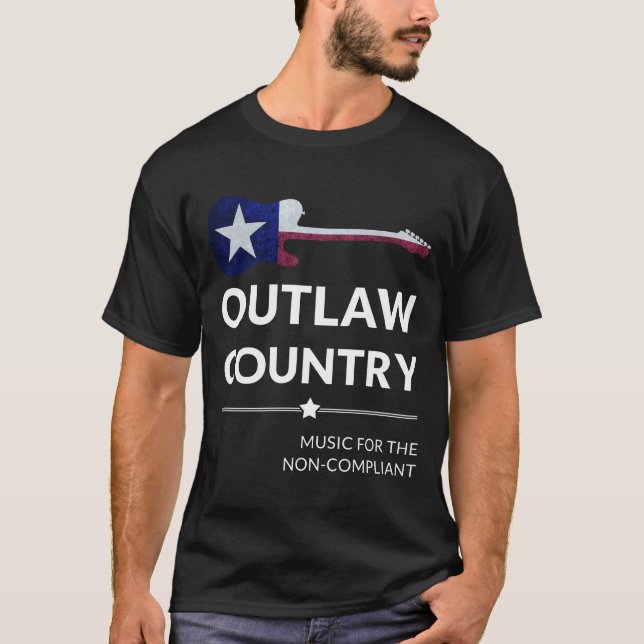 T-shirt Outlaw Country Music Pour La Guitare Non Conforme (Devant)