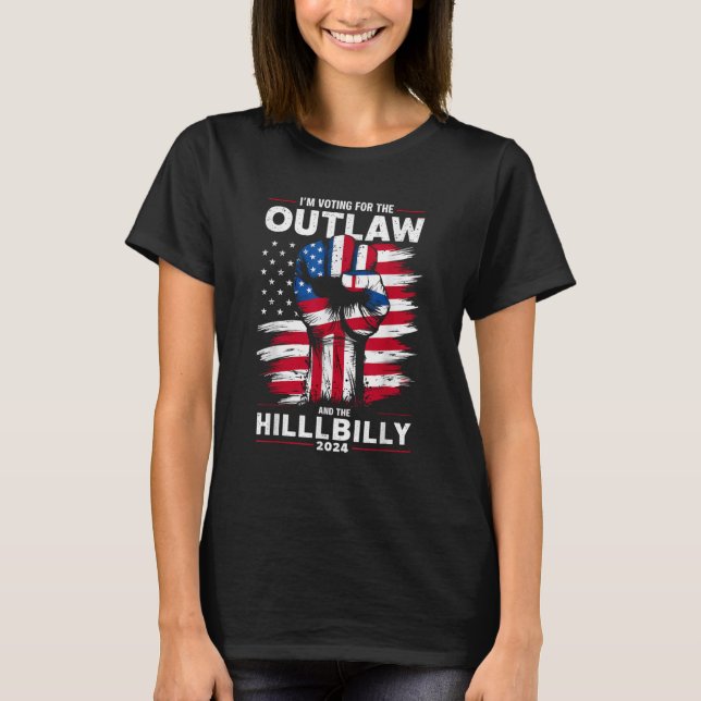 T-shirt Outlaw et le drapeau américain Hillbilly 2024 (Devant)
