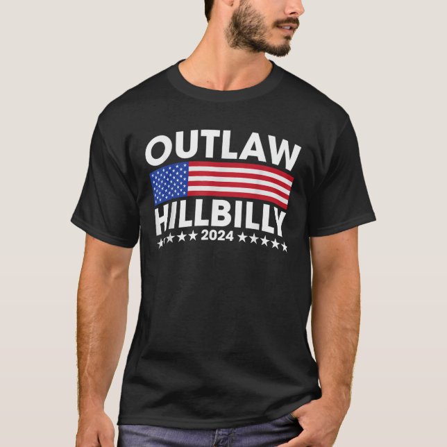 T-shirt Outlaw Hillbilly 2024 Barbed Wire Western (Devant)