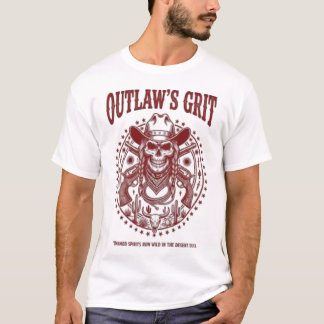T-shirt Outlaw’s Grit Desert Skull Western Badge 