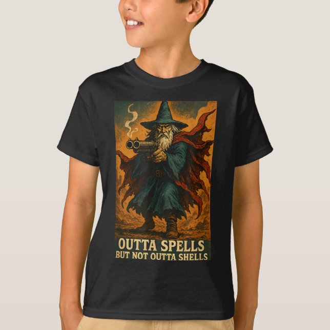 T-shirt Outta Spells But Not Outta Shells Wizard Fantasy M (Devant)